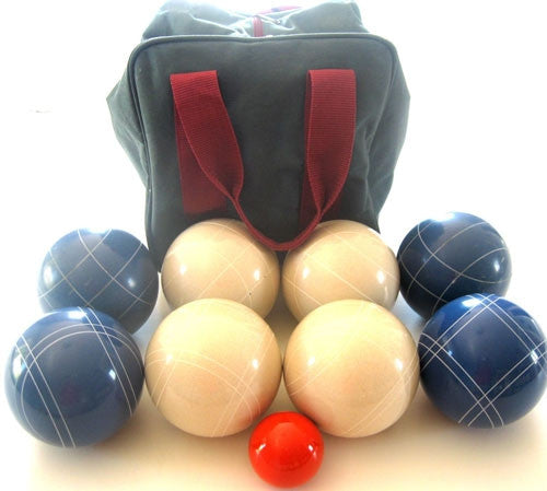 EPCO 110mm Tournament quality Bocce Set, Blue/White Balls - Bag Included
