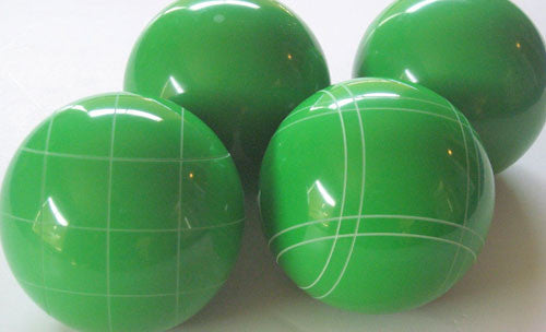 EPCO 110mm 4 pack Bocce Balls with GLO green balls and mix of striping