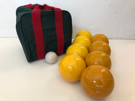 Engraved EPCO 110mm Yellow and Gold Tournament Quality Bocce Glo Set- Bag included