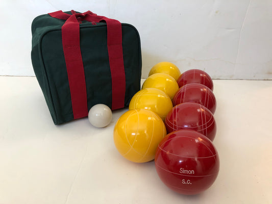 Engraved EPCO 110mm Yellow and Red Tournament Quality Bocce Glo Set- Bag included