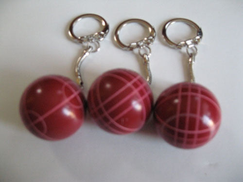Bocce Ball Key Chains - 3 pack all red