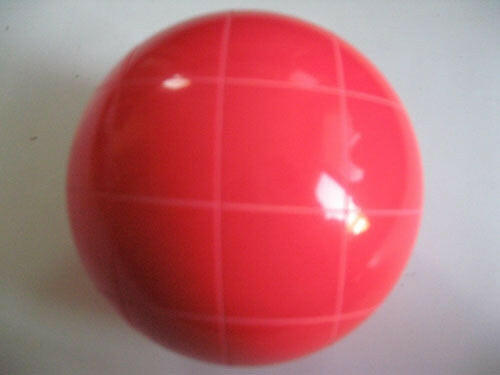 Replacement EPCO 110mm Light Red Bocce Ball with Criss Crossed stripes.