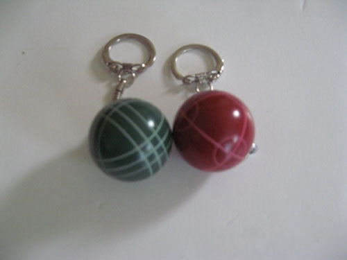 Bocce Ball Key Chains - 2 pack 1 red and 1 green