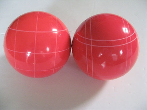 Replacement EPCO 110mm Light Red Bocce Balls with mix of stripes - pack of 2