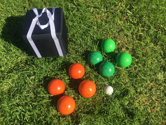 107mm Bocce Green and Orange Balls with Black Bag