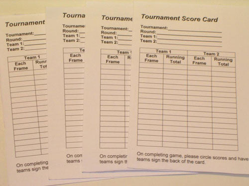 Score sheets for tournaments