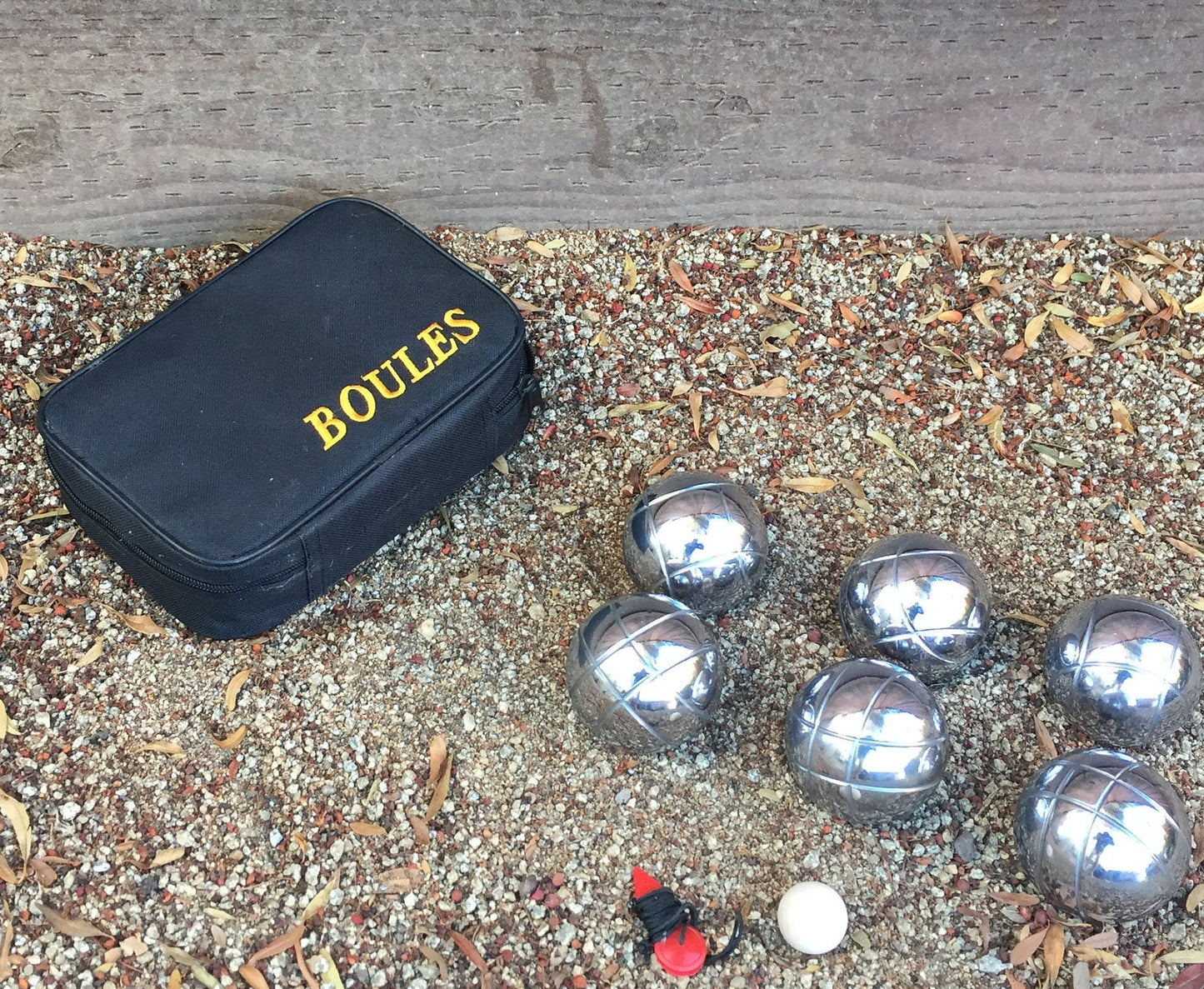 73mm Metal Boules Set with 6 Silver Balls and Black Bag