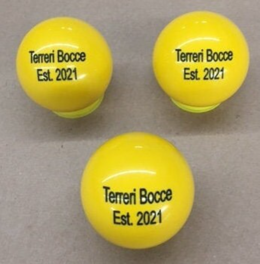 Pack of 3 - Double Line Text Engraved Bocce Pallino Pallina with choice or color and flattening