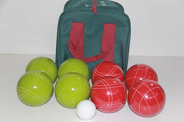 EPCO 110mm Tournament quality Bocce Set - Rustic Green/Red balls- green/maroon bag