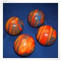 Epco Premium Quality 4 Ball 107mm Tournament Bocce Set - Marbled Orange/Blue/Yellow