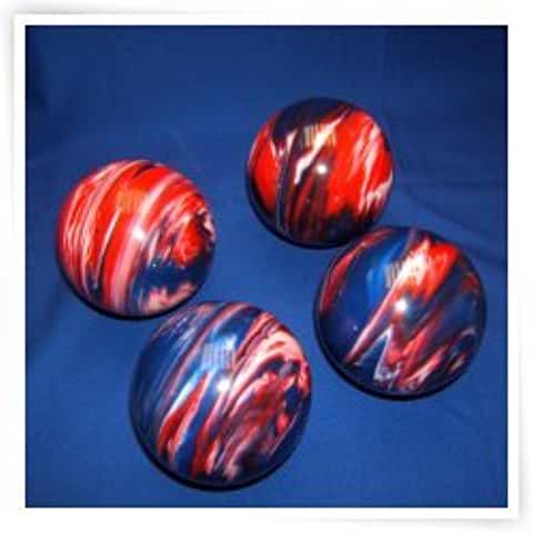 Epco Premium Quality 4 Ball 107mm Tournament Bocce Set - Marbled Red/White/Blue