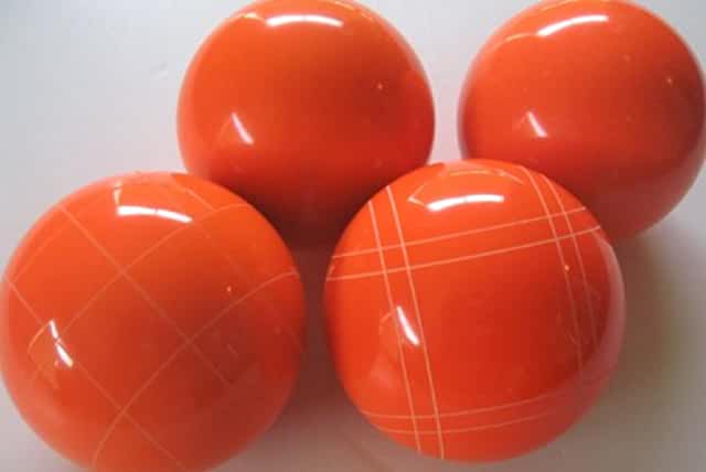 EPCO 110mm Bocce Balls GLO orange balls and mix of striping