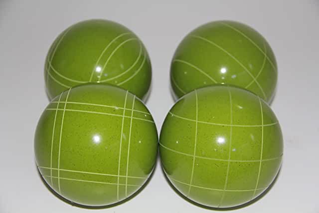 EPCO 110mm 4 pack Bocce Balls 4 rustic colors Criss Cross and Close Curvey stripes