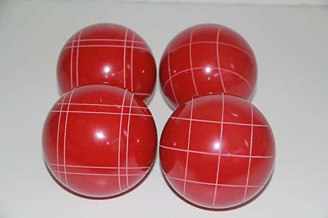 EPCO 110mm 4 pack Bocce Balls rustic red Criss Cross and Close Curvey stripes