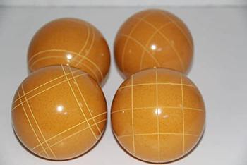 EPCO 110mm 4 pack Bocce Balls 4 rustic colors Criss Cross and Close Curvey stripes
