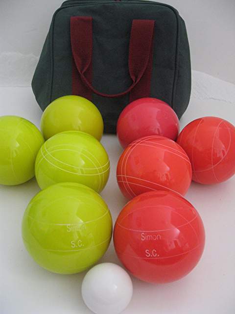 Engraved Bocce package - 110mm EPCO Yellow and light Red balls