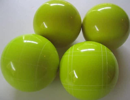 EPCO 110mm 4 pack Bocce Balls GLO yellow balls and mix of striping