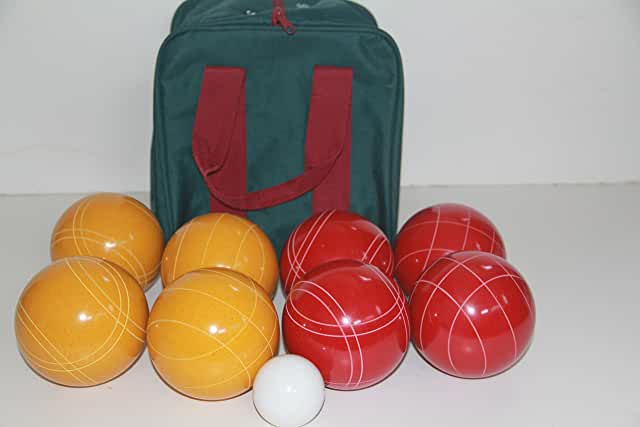 EPCO 110mm Tournament quality Bocce Set - Rustic Yellow/Red balls- green/maroon bag